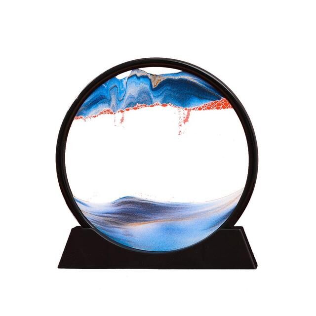 Tableau de sable en mouvement rond en verre 3D - Décoration de bureau