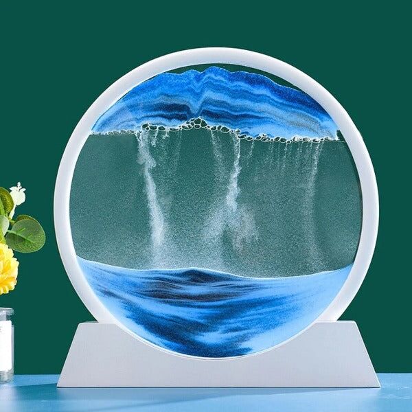 Tableau de sable en mouvement rond en verre 3D - Décoration de bureau – Image 7