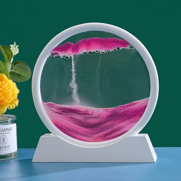 Tableau de sable en mouvement rond en verre 3D - Décoration de bureau – Image 8