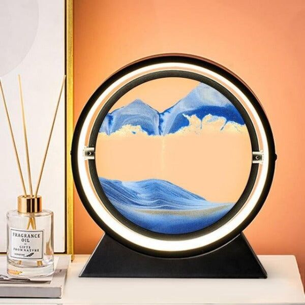 Tableau de sable en mouvement rond en verre 3D - Décoration de bureau – Image 14
