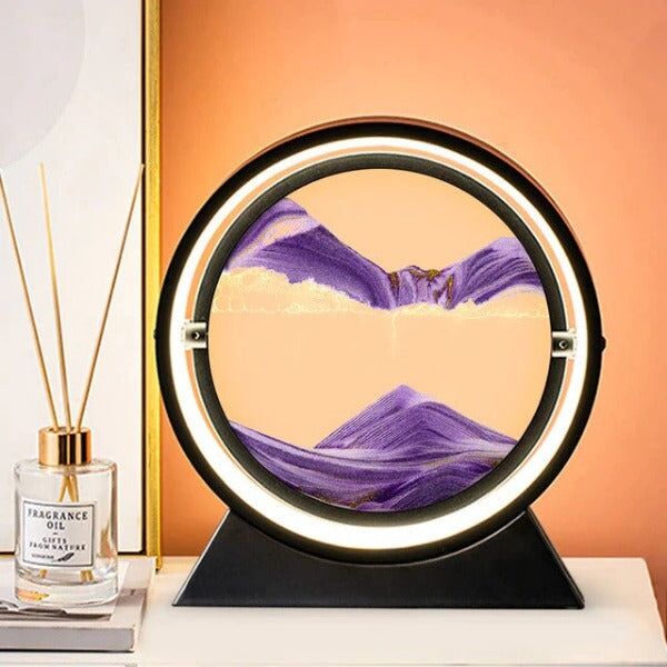 Tableau de sable en mouvement rond en verre 3D - Décoration de bureau – Image 15