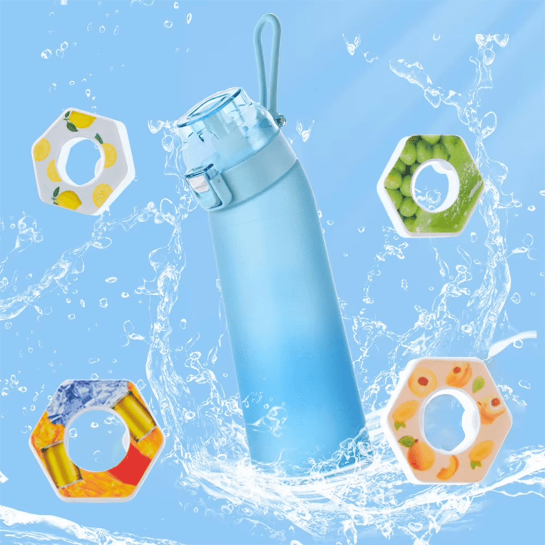 Vue complète de la bouteille d’eau Air avec capsules incluses