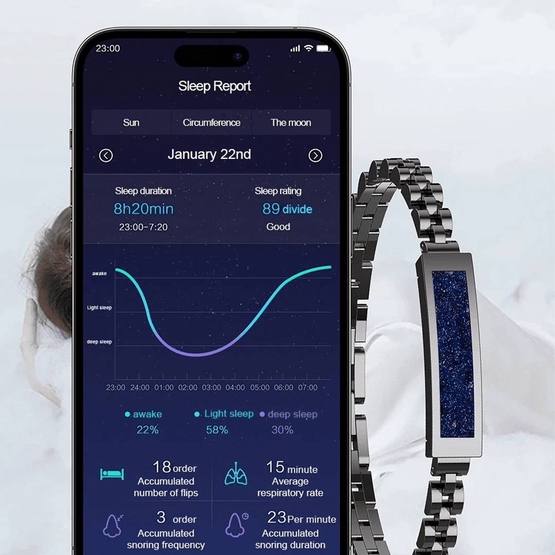 Bracelet Connecté Femme Acier Inoxydable sans Écran avec Fréquence Cardiaque Moniteur de Sommeil 15 jours autonomie – Image 9
