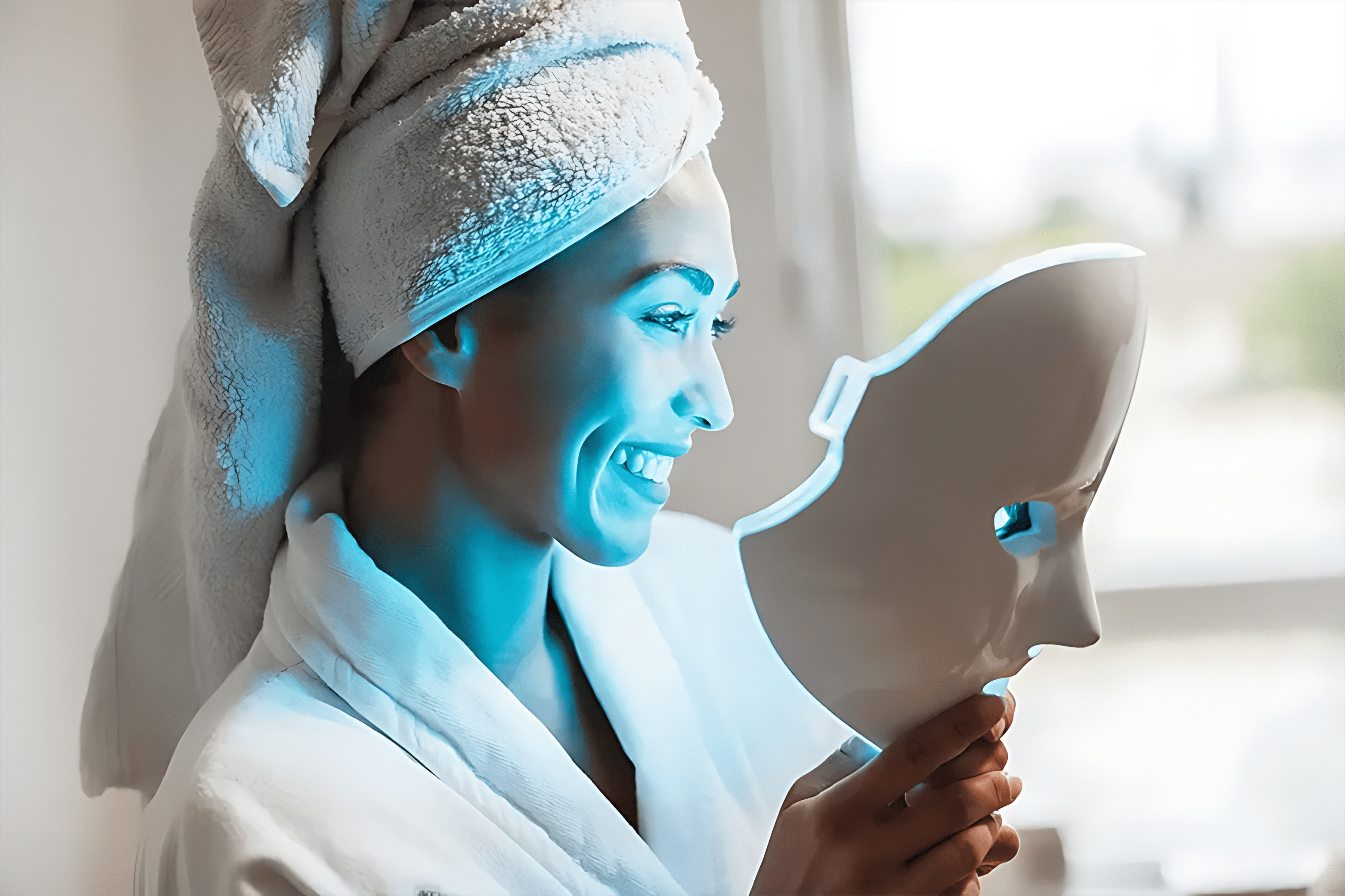Soft LED mask worn on the face