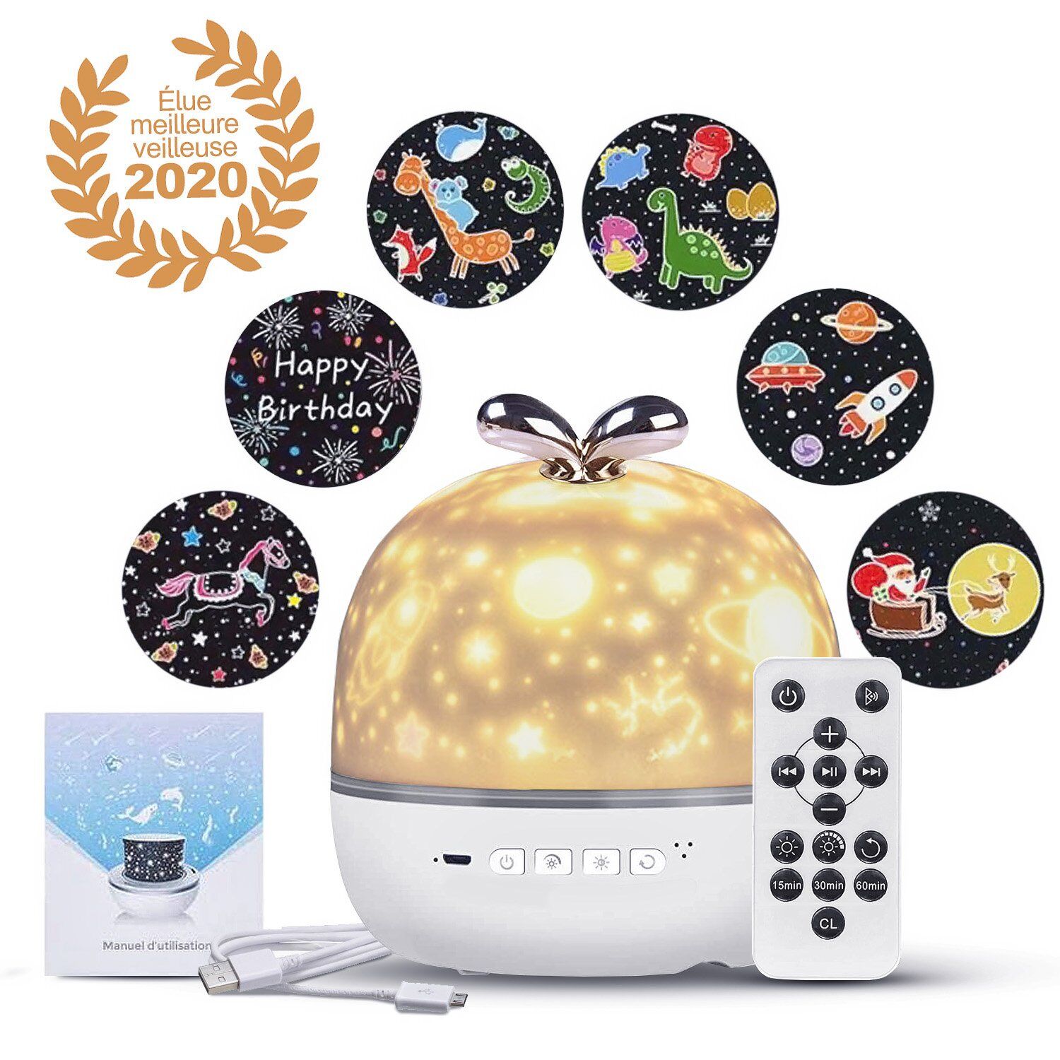 Modernoo Veilleuse Projecteur De Ciel étoilé Rotatif à 360 musique bluetooth