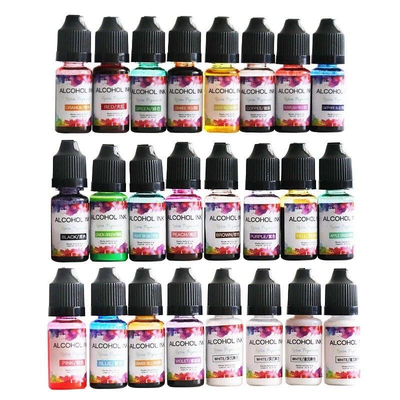 Kit de pigments en résine époxy, 24 couleurs encre d'art colorant pour la fabrication de bijoux et moule