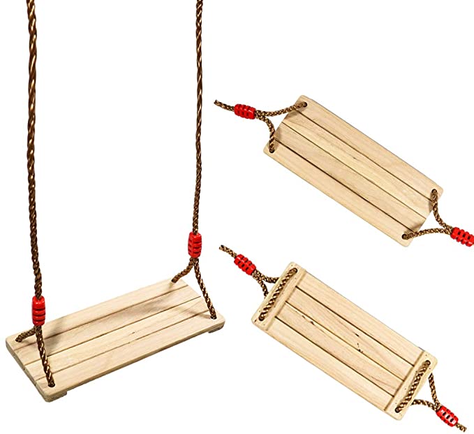 Siège balançoire en bois avec cordes – Image 5