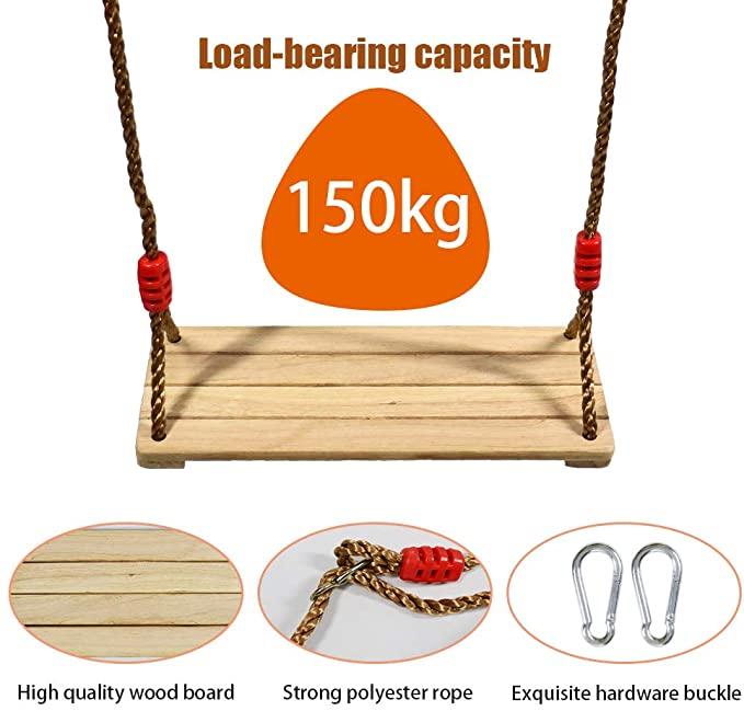 Siège balançoire en bois avec cordes – Image 4