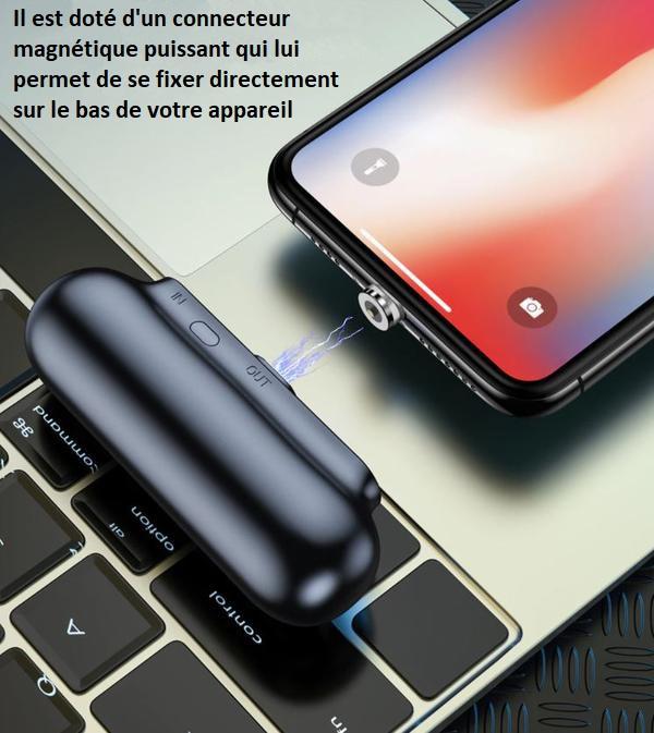 Snap n charge Mini chargeur Portable magnétique 3 en 1 Micro USB Type C 2600mAh – Image 4