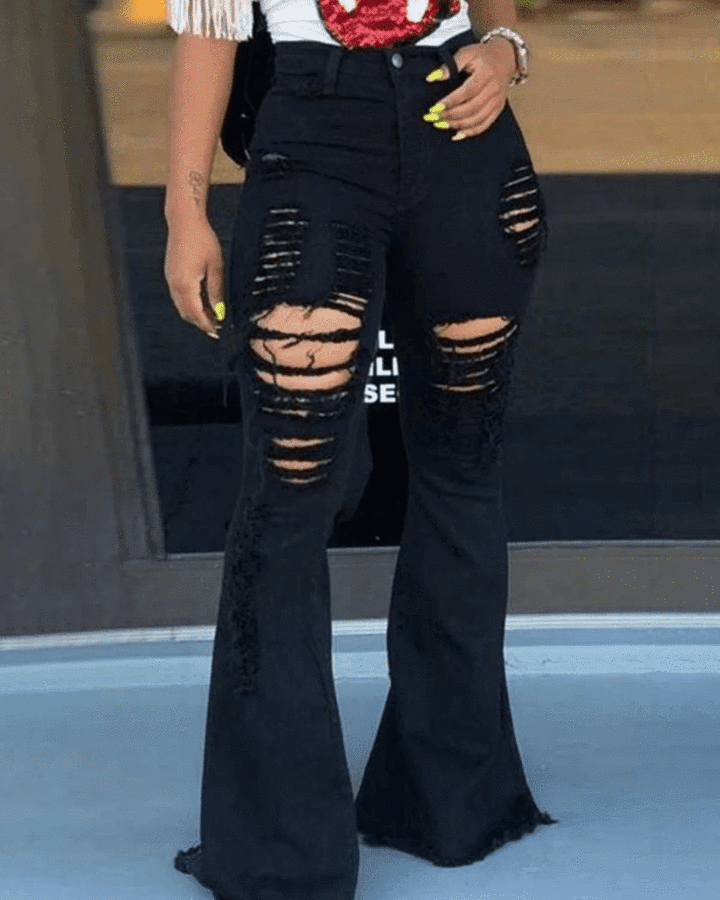 Jean denim déchiré pour femme – Image 3