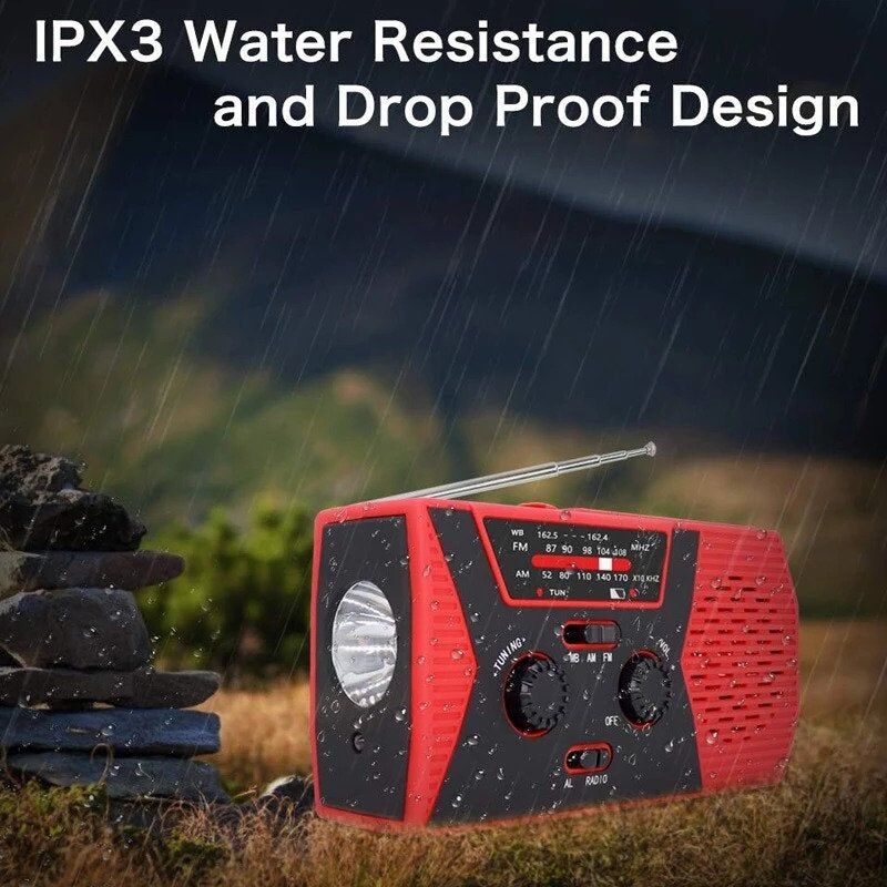 Radio solaire avec lampe LED AM/FM, alarme SOS – Image 4