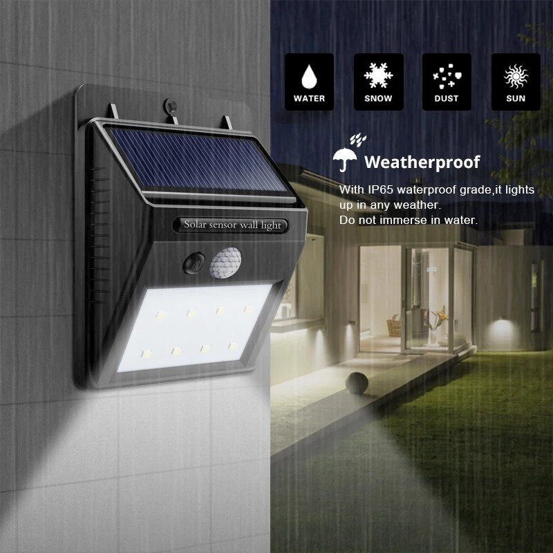Lampe solaire Murale LED extérieur étanche avec Capteur de Mouvement – Image 2