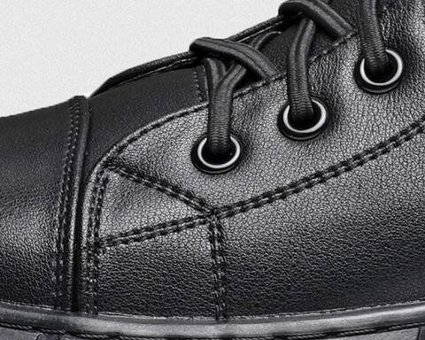 Bottes orthopédiques en cuir de vachette faites à la main, toutes noires – Image 14