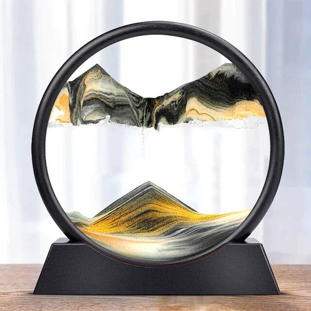 Tableau de sable en mouvement rond en verre 3D - Décoration de bureau – Image 3