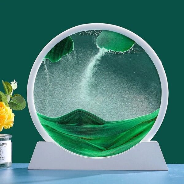 Tableau de sable en mouvement rond en verre 3D - Décoration de bureau – Image 9