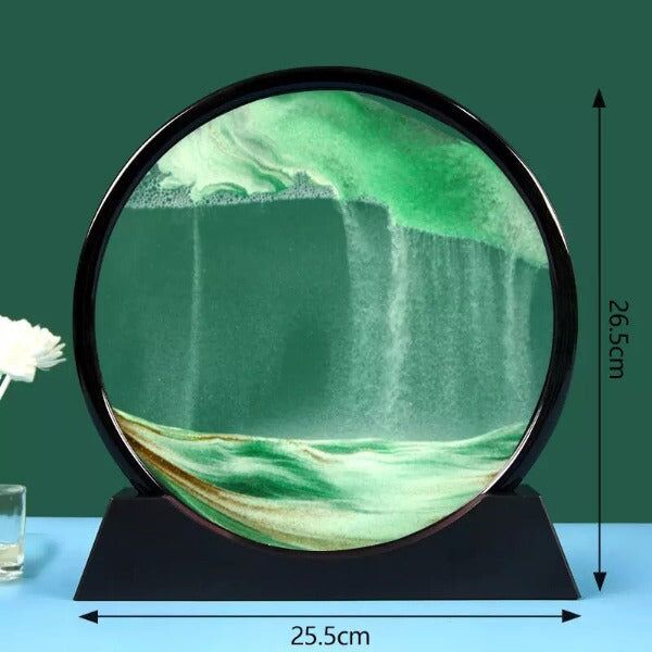 Tableau de sable en mouvement rond en verre 3D - Décoration de bureau – Image 5