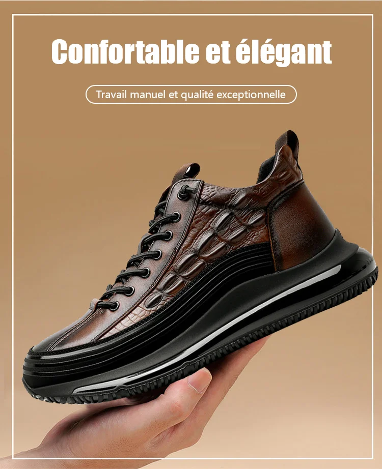 Chaussures italiennes en cuir à motif de peau de crocodile pour homme