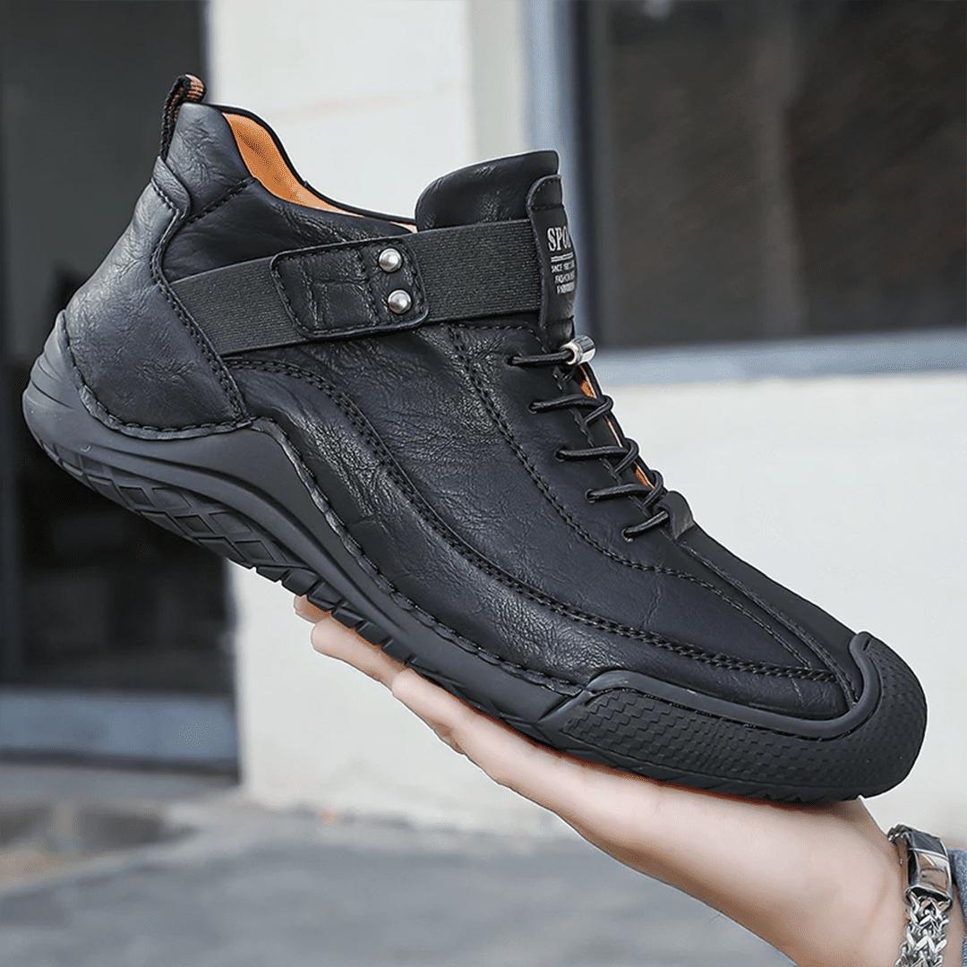 Bottes décontractées en cuir antidérapantes cousues main pour homme Élégantes – Image 4