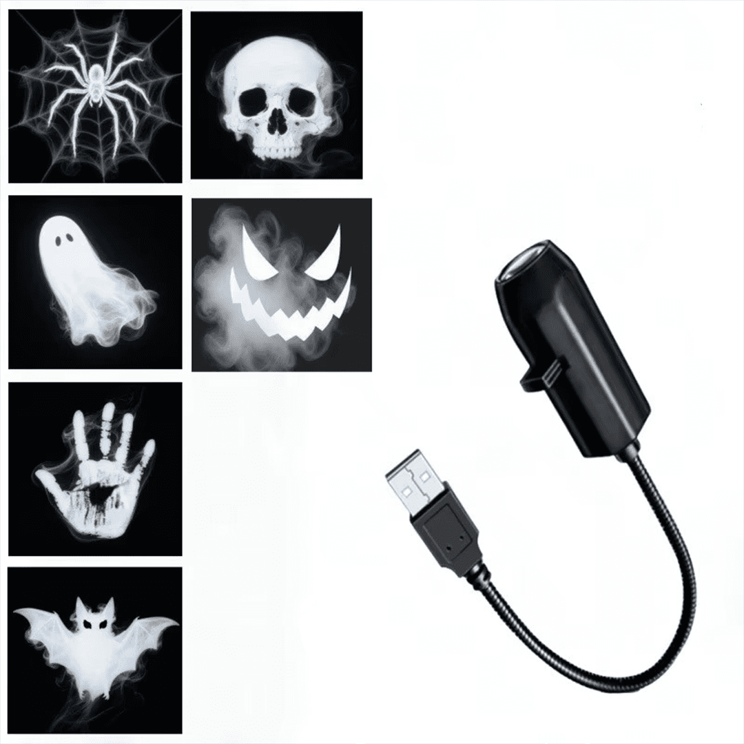Projecteur d'halloween USB rotatif à 360 degrés lampe LED tête de mort – Image 3