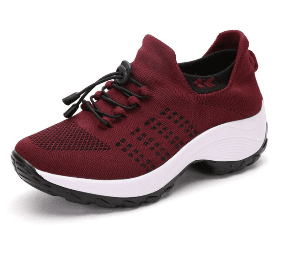 Baskets ajustable compensées rouge