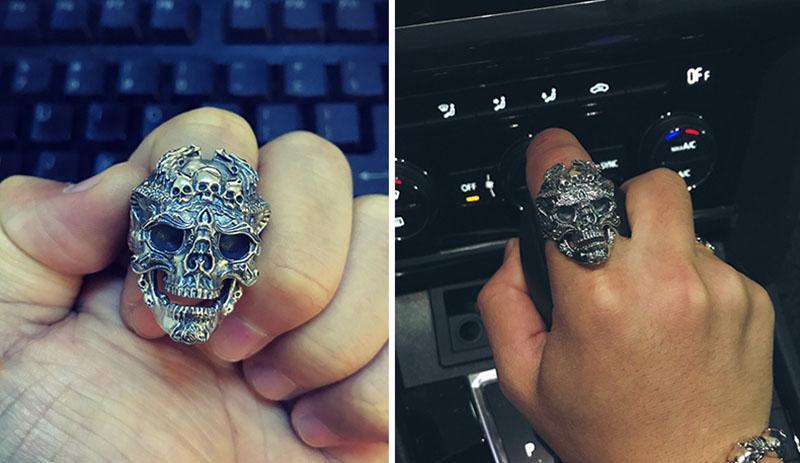 Bague crâne argentée – Image 8