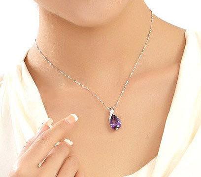 Pendentif goutte d’eau couleur améthyste – Image 4