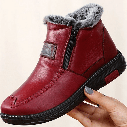 Bottes chaudes d'hiver en cuir souple pour femmes – Image 3