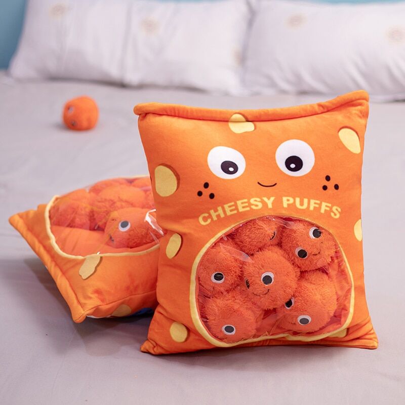 Oreiller cheesy-puffs | Sac de jouets en peluche pour enfants – Image 2
