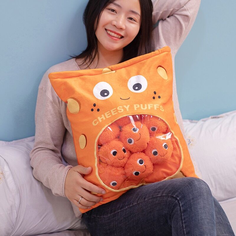 Oreiller cheesy-puffs | Sac de jouets en peluche pour enfants – Image 9