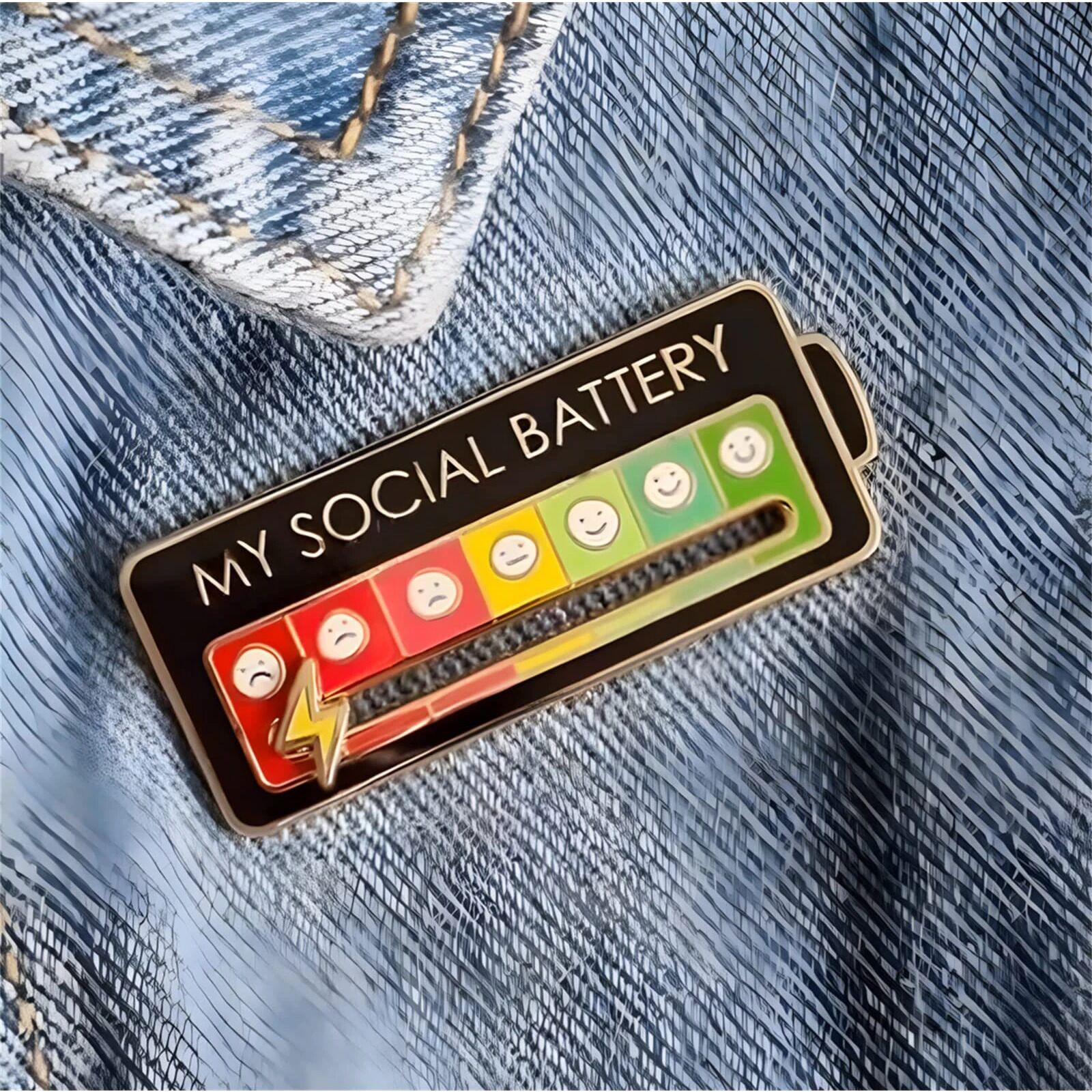 Broches de batterie sociale en émail pour 7 jours par semaine – Image 3