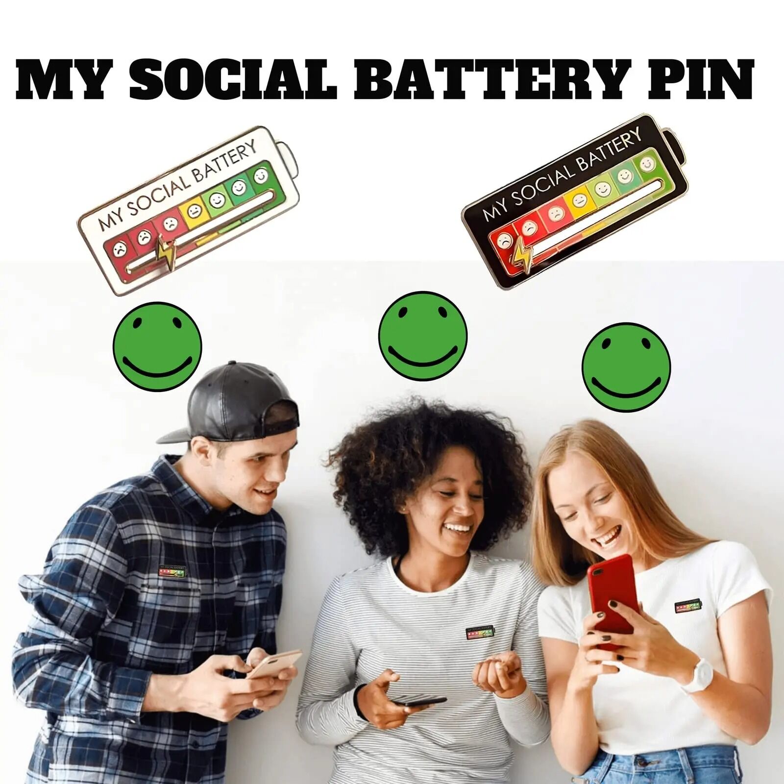 Broches de batterie sociale en émail pour 7 jours par semaine – Image 9