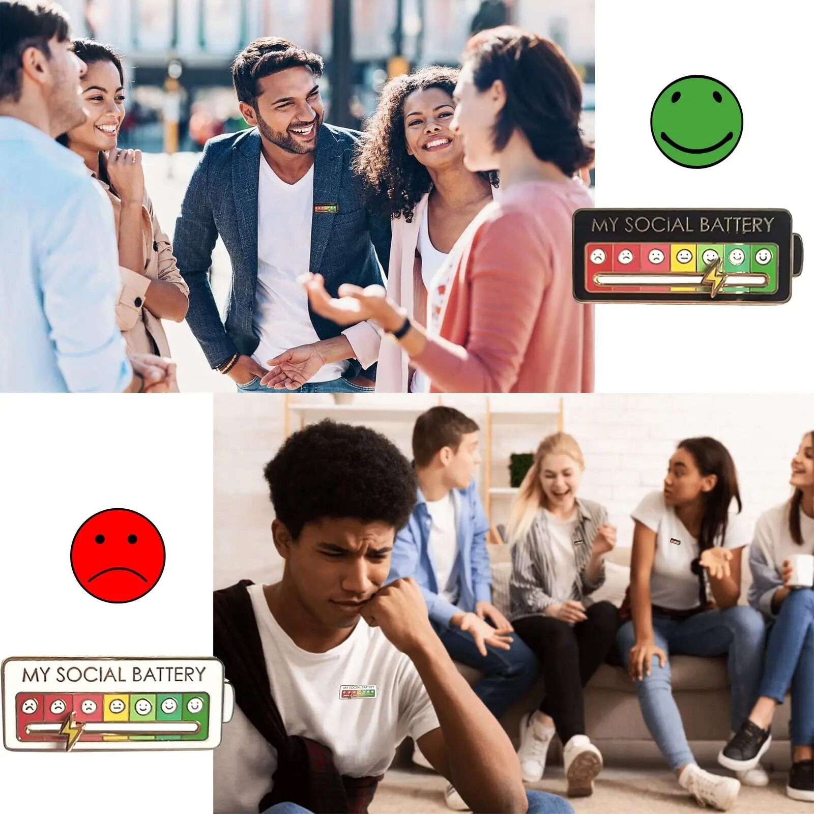 Broches de batterie sociale en émail pour 7 jours par semaine – Image 6