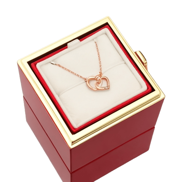 Coffret rose éternelle avec collier