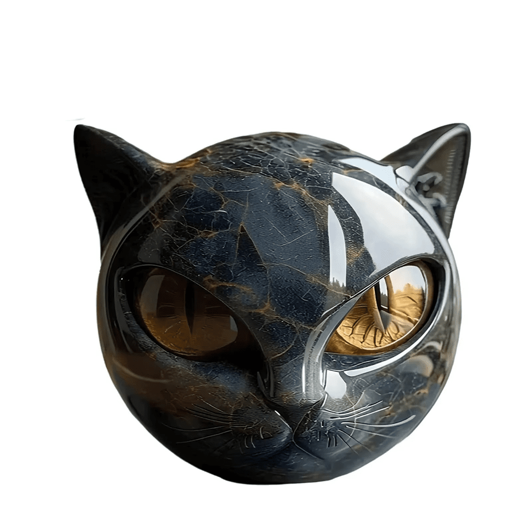 Black Cat Stone Sculpture figurine luxe effet marbre décoratif