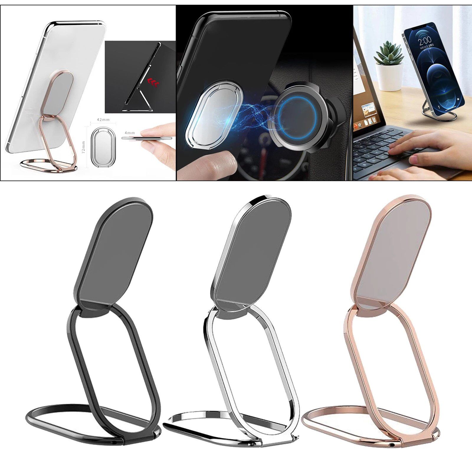 Support magnétique pliant ultra mince compatible avec tous les smartphones – Image 2