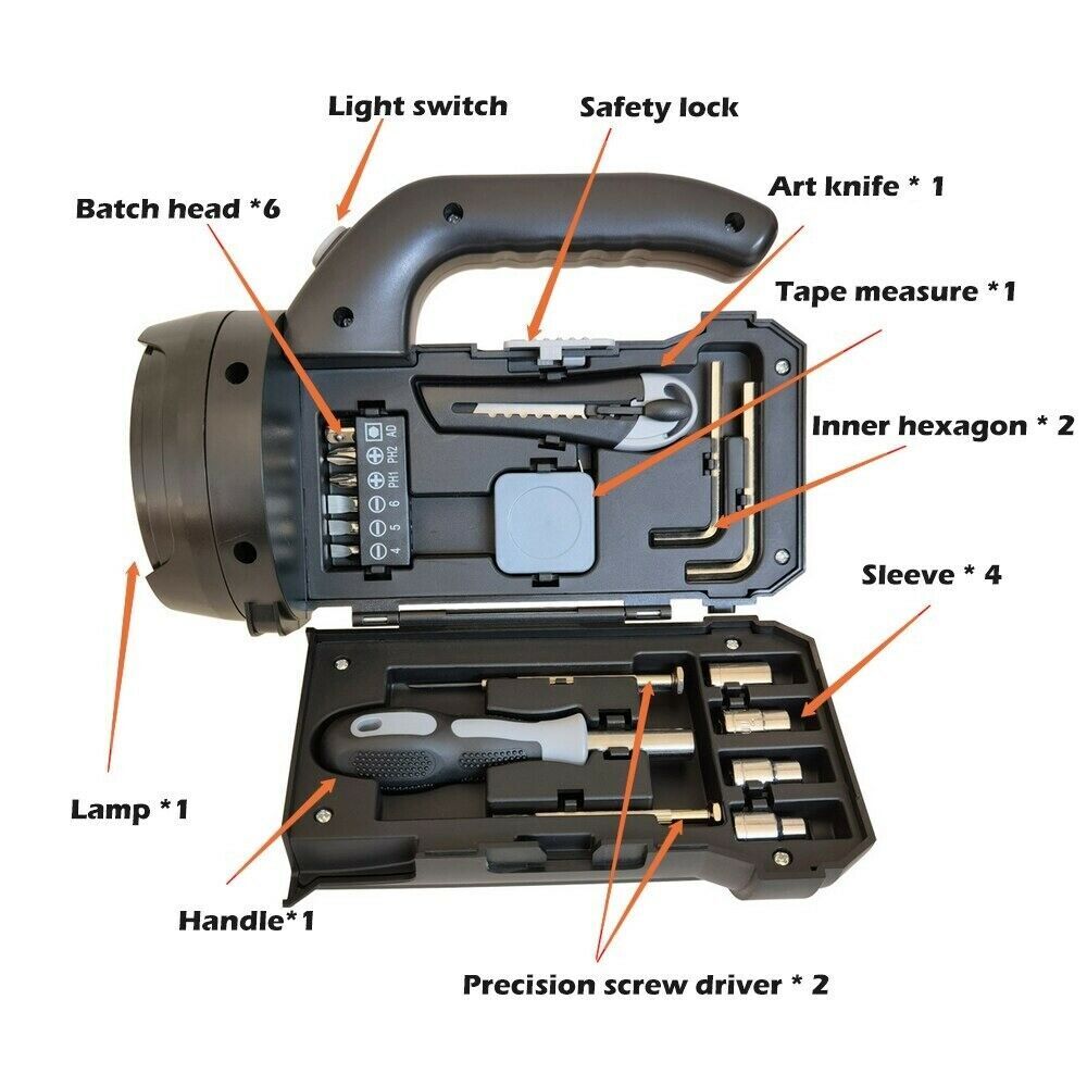 Boîte à outils de lampe de poche multifonctionnelle - projecteur portatif à led et extérieur – Image 5