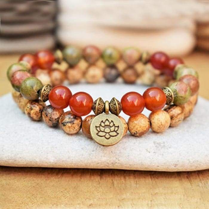 Double bracelet changement Positif en unakite