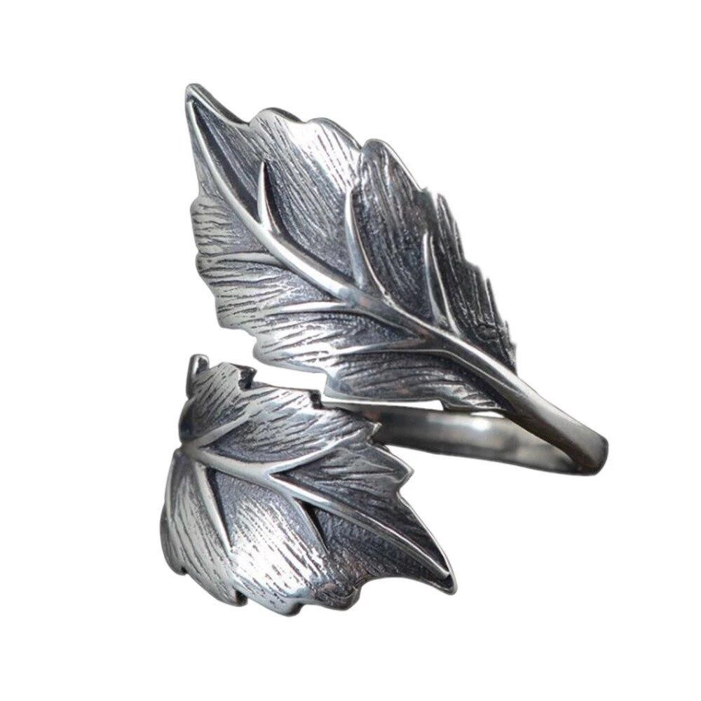Bague en argent feuille