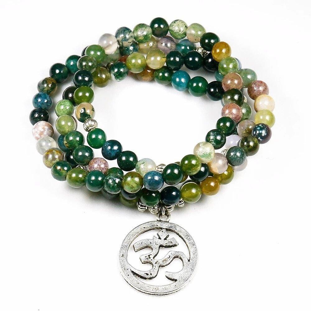 Bracelet ou collier mala en agate indienne