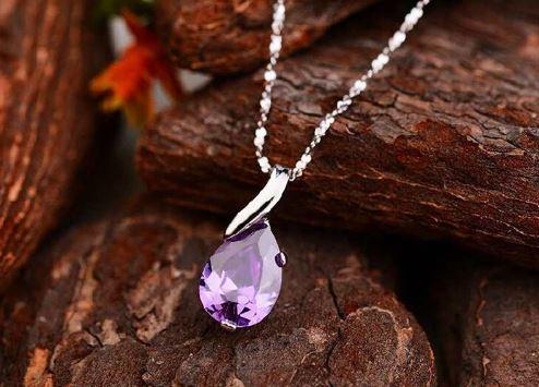 Pendentif goutte d’eau couleur améthyste – Image 3