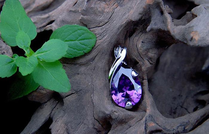 Pendentif goutte d’eau couleur améthyste – Image 6