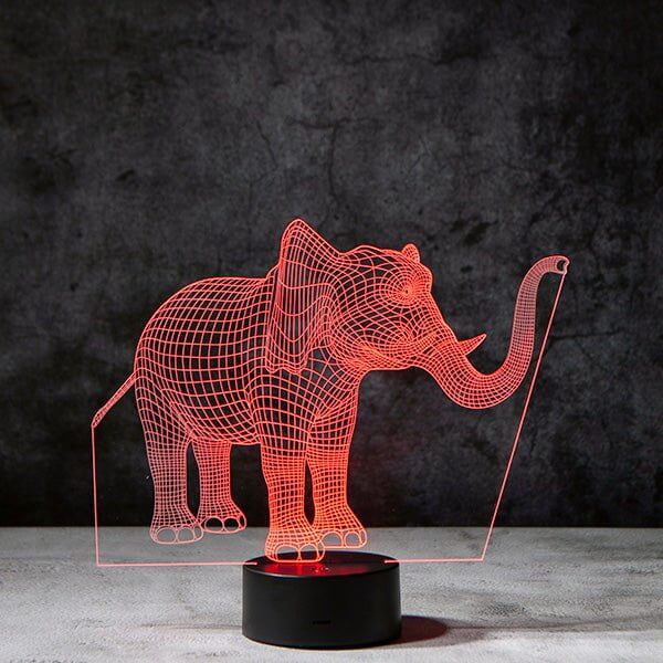 Veilleuse lampe led à illusion 3D éléphant – Image 2