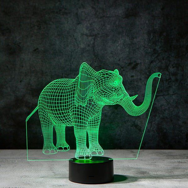 Veilleuse lampe led à illusion 3D éléphant