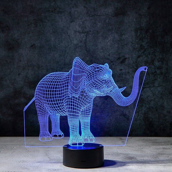 Veilleuse lampe led à illusion 3D éléphant – Image 3