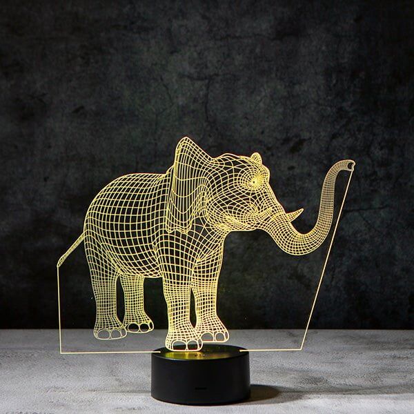 Veilleuse lampe led à illusion 3D éléphant – Image 4