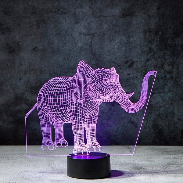 Veilleuse lampe led à illusion 3D éléphant – Image 6
