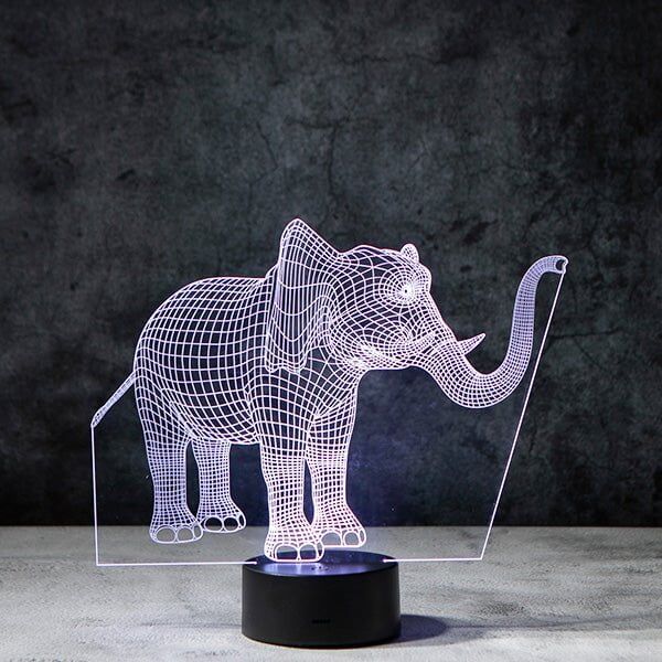 Veilleuse lampe led à illusion 3D éléphant – Image 7