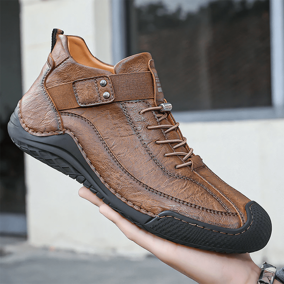 Bottes décontractées en cuir antidérapantes cousues main pour homme Élégantes – Image 3