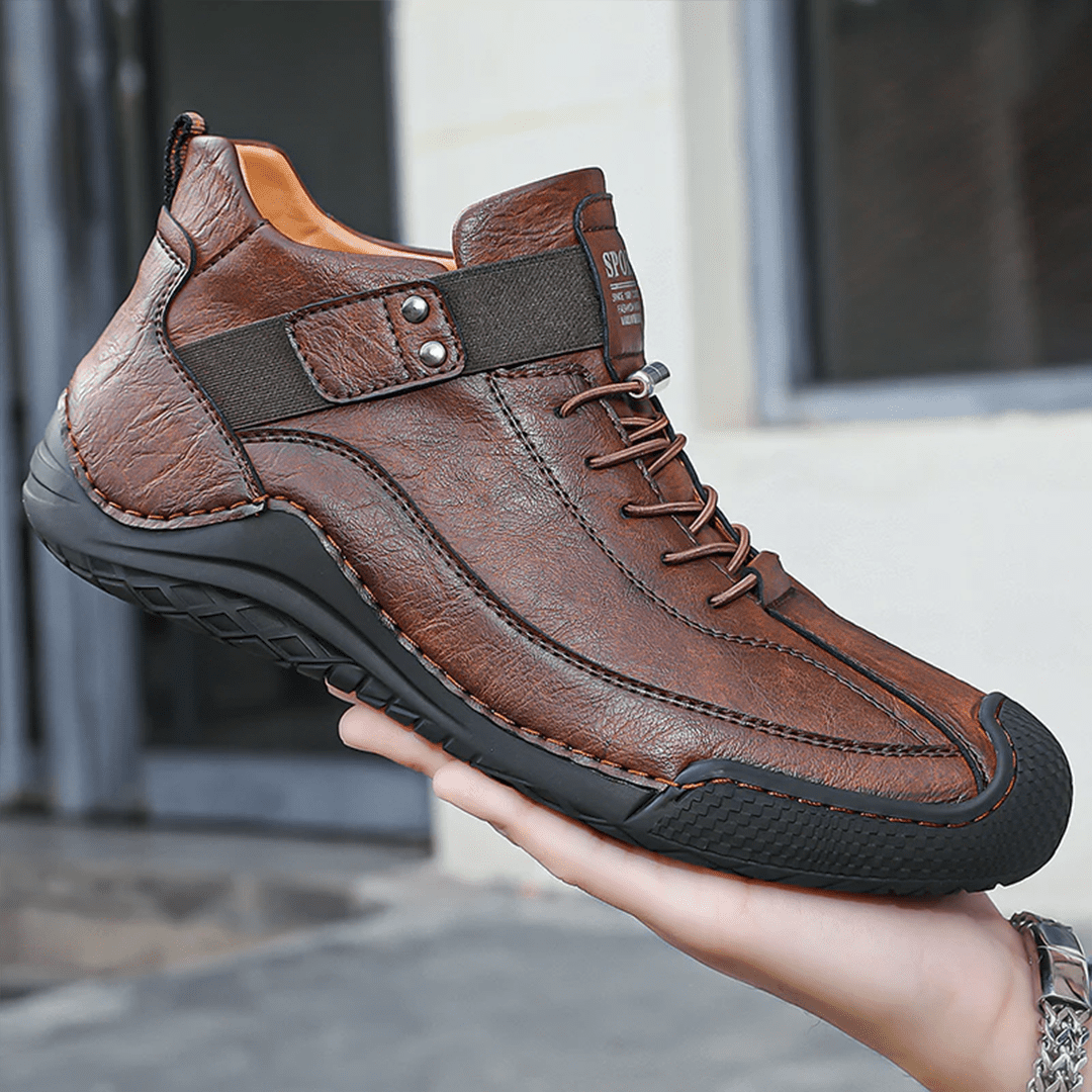 Bottes décontractées en cuir antidérapantes cousues main pour homme Élégantes – Image 6