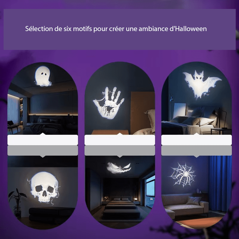 Projecteur d'halloween USB rotatif à 360 degrés lampe LED tête de mort – Image 5